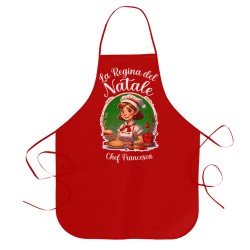 Grembiule rosso da cucina La regina del Natale, idea regalo divertente chef cuoca, personalizzato con nome!