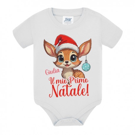 Body bimbo bimba Il mio Primo Natale! Personalizzato con nome! Cerbiatto carino! Renna!