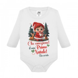 Body neonato manica lunga Che emozione! Il mio Primo Natale! Personalizzato con nome! 