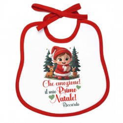 Bavaglino neonato neonata bavetta Che emozione! Il mio Primo Natale! Personalizzato con nome! 