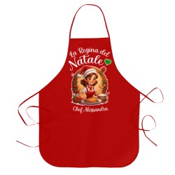 Grembiule rosso da cucina La regina del Natale, idea regalo divertente chef cucina cuoca, personalizzato con nome!