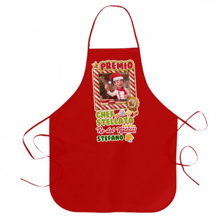 Grembiule rosso da cucina Premio Chef Stellato Re del Natale, idea regalo divertente cuoco, personalizzato con nome!