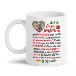 Tazza mug 11 oz Letterina Primo Natale Caro Papà! Personalizzata con nome bimbo o bimba!