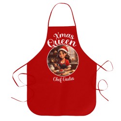 Grembiule rosso da cucina Xmas Queen Regina del Natale, cuoca, regalo divertente chef, personalizzato con nome!