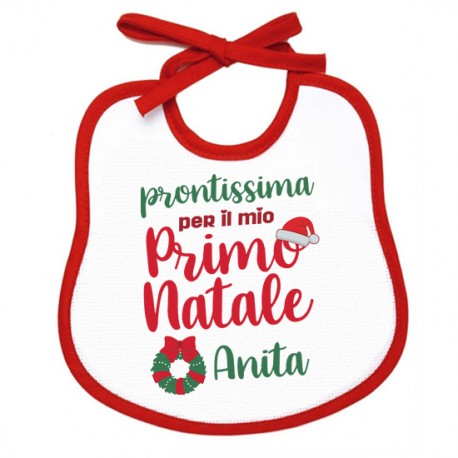 Bavaglino bimba bavetta Prontissima per il mio Primo Natale! Personalizzato con il suo nome!