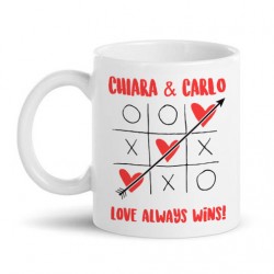  Tazza mug 11 oz Love always wins, tris amore vince sempre, personalizzata con vostri nomi! 