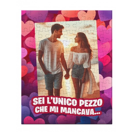 Puzzle personalizzato con la tua foto, Sei l'unico pezzo che mi mancava! 96 tessere! Idea regalo San Valentino!