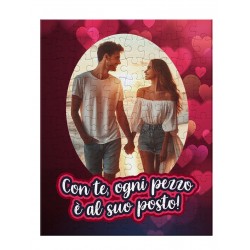 Puzzle personalizzato con la tua foto, Con te ogni pezzo è al suo posto! 96 tessere! Idea regalo San Valentino!