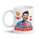 Tazza mug 11 oz Super papà! Personalizzata con nome e la sua foto nella faccia! Festa del papà divertente!