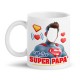 Tazza mug 11 oz Super papà! Personalizzata con nome e la sua foto nella faccia! Festa del papà divertente!