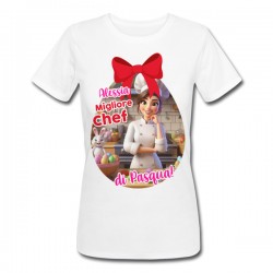  T-Shirt Maglietta Donna Migliore Chef di Pasqua! Personalizzata con nome! Cuoca! 