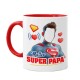 Tazza color mug 11 oz Super papà! Personalizzata con nome e la sua foto nella faccia! Festa del papà divertente!
