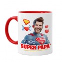 Tazza color mug 11 oz Super papà! Personalizzata con nome e la sua foto nella faccia! Festa del papà divertente!