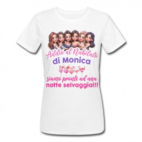 T-Shirt Maglietta Donna Addio al Nubilato, notte selvaggia! Personalizzata con nome della sposa!