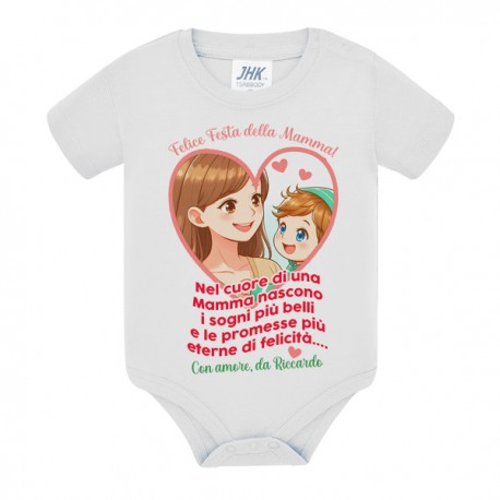 Body bimbo o bimba Festa della Mamma, nel cuore nascono sogni e felicità! Personalizzato con il nome!