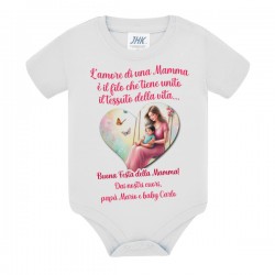 Body bimbo o bimba Festa della Mamma, l'amore tiene unito il tessuto della vita! Personalizzato con nomi di papà e bebè!