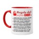 Tazza color mug 11oz Regole del perfetto chef! Lista divertente! Rossa! Cuoco in cucina, personalizzabile!