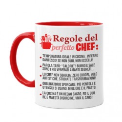 Tazza color mug 11oz Regole del perfetto chef! Lista divertente! Rossa! Cuoco in cucina, personalizzabile!