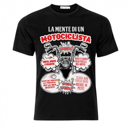 T-Shirt Maglietta Nera Uomo La Mente di Un Motociclista! Passione Motocicletta moto!