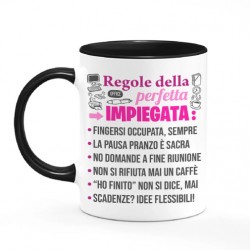 Tazza color mug 11oz Regole della perfetta impiegata! Lista divertente! Idea regalo per ufficio, personalizzabile!