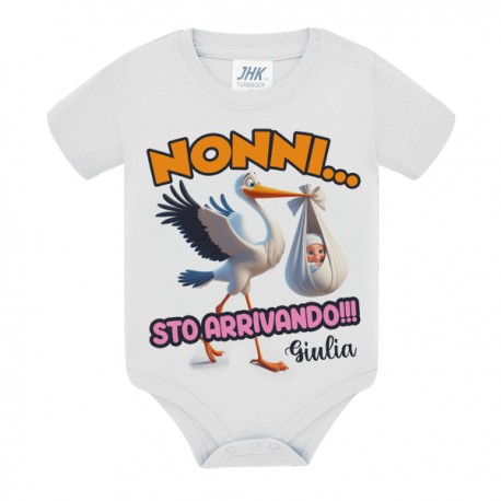 Body bimba Nonni sto arrivando! Cicogna, annuncio gravidanza! Personalizzabile con nome!