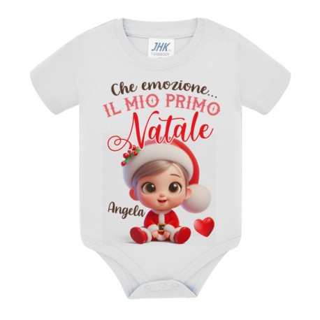 Body bimba Che emozione il mio primo Natale! Personalizzabile con nome! Bionda!