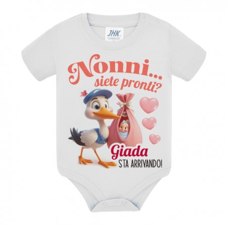 Body bimba Nonni sto arrivando! Cicogna, annuncio gravidanza! Personalizzabile con il nome!