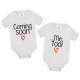 Coppia di Body Bimbo o Bimba Neonati Gemelli Gemellini Coming soon! Me too! Da personalizzare con nomi! Cuori rossi!