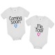 Coppia di Body Bimbo o Bimba Neonati Gemelli Gemellini Coming soon! Me too! Da personalizzare con nomi! Cuori mix!