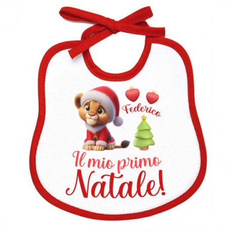 Bavaglino bimbo bimba bavetta Il mio Primo Natale! Personalizzato con il nome! Leoncino!
