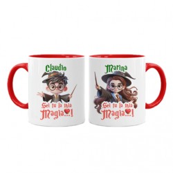 Coppia di tazze mug 11oz color Sei tu la mia magia, maghetti, ti amo! Personalizzate con nomi! San Valentino regalo amore!