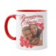 Tazza mug 11oz Buongiorno amore! Personalizzabile con nomi e foto nella cornice cuori! Regalo divertente ti amo San Valentino!