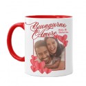 Tazza mug 11oz Buongiorno amore! Personalizzabile con nomi e foto nella cornice cuori! Regalo divertente ti amo San Valentino!