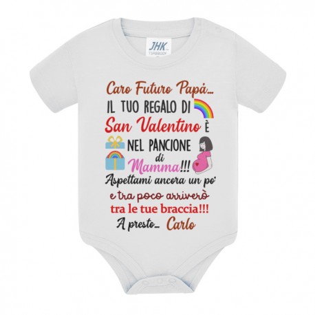 Body Caro futuro papà, il tuo regalo di San Valentino è nel pancione di mamma! Arcobaleno! Personalizzato con nome!