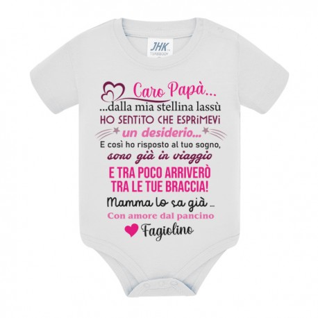 Body bimbo bimba Caro papà, desiderio dal pancino di mamma! Personalizzabile con nome bebè! Annuncio gravidanza! Mod.2