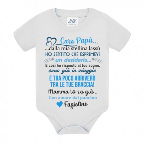 Body bimbo bimba Caro papà, desiderio dal pancino di mamma! Personalizzabile con nome bebè! Annuncio gravidanza! Mod.3