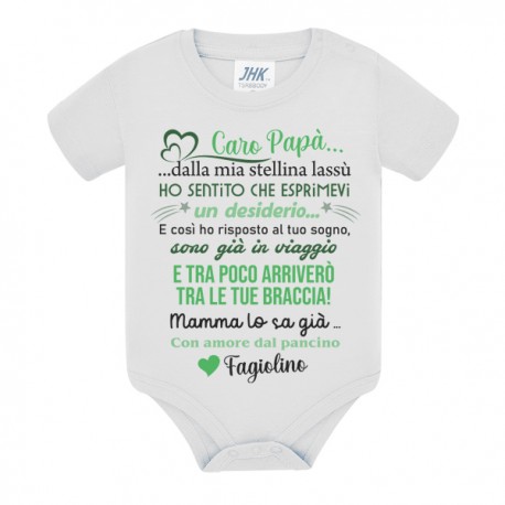 Body bimbo bimba Caro papà, desiderio dal pancino di mamma! Personalizzabile con nome bebè! Annuncio gravidanza! Mod.4