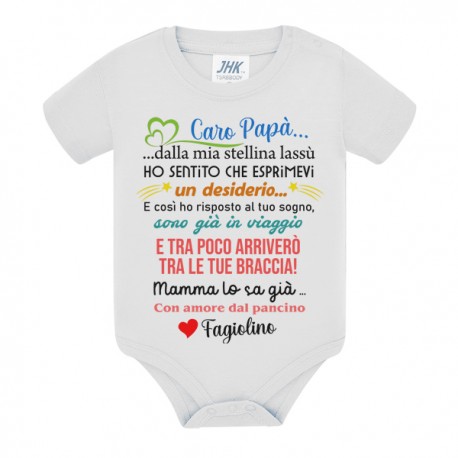 Body bimbo bimba Caro papà, desiderio dal pancino di mamma! Personalizzabile con nome bebè! Annuncio gravidanza! Mod.5