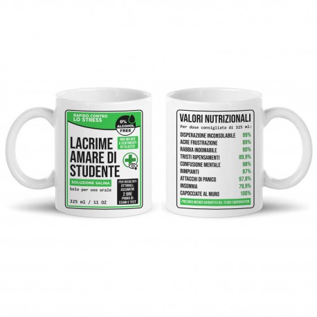 Tazza mug 11oz Lacrime amare di studente, divertente regalo per esami, scuola, università! Stampa avanti e indietro! Verde!