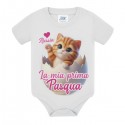 Body bimbo e bimba La mia prima Pasqua, personalizzato con nome! Gattino, ovetto, rosa!