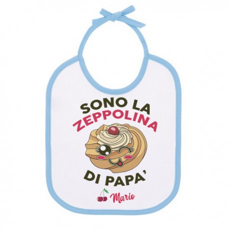 Bavaglino bimbo bavetta Sono la zeppolina di papà! Personalizzato con il nome! Festa del papà! Bordino azzurro!