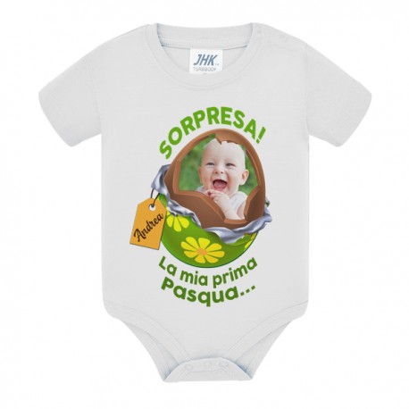 Body bimbo e bimba Sorpresa! La mia prima Pasqua! Personalizzato con foto e nome! Ovetto colorato!