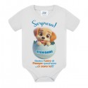 Body bimbo Sorpresa Prima Pasqua! Personalizzato con nome! Cagnolino, ovetto di cioccolato azzurro!
