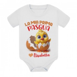 Body bimbo e bimba La mia prima Pasqua! Personalizzato con nome! Pulcino carino e ovetto!