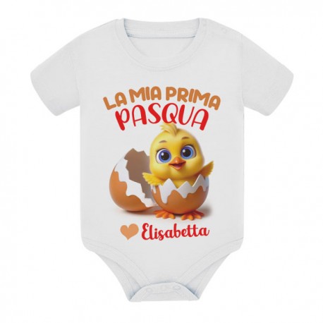 Body bimbo e bimba La mia prima Pasqua! Personalizzato con nome! Pulcino carino e ovetto!