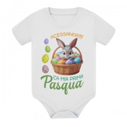 Body bimbo e bimba La mia prima Pasqua! Personalizzato con nome! Coniglio carino e ovetti!