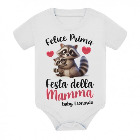 Body bimbo o bimba Felice prima festa della mamma! Personalizzabile con nome baby! Procioni carini!