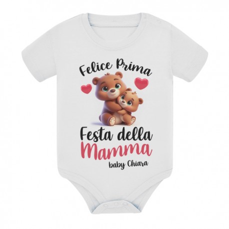 Body bimbo o bimba Felice prima festa della mamma! Personalizzabile con nome baby! Orsetti carini!