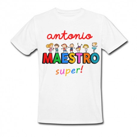 T-Shirt Maglietta Uomo Maestro super, personalizzata con nome! Idea regalo insegnante scuola!