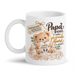 Tazza mug 11oz Papà annuncio gravidanza, in arrivo tra le tue braccia, personalizzabile con nome o soprannome bimbo o bimba!